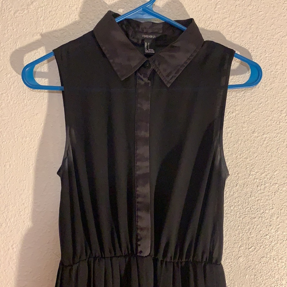 Little Black Button Up Collared Dress - Forever 21 - Size Small